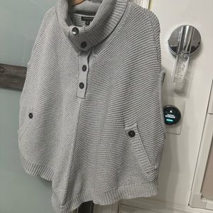 Grey cape sweater with cowl neck